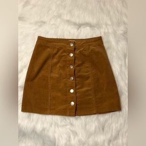 Tan Button Cotton Skirt